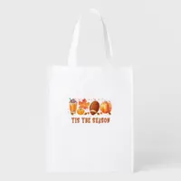 Tis The Season Leopard Football Halloween Fall Grocery Bag