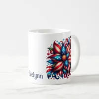 4th Of July Floral Personalized Coffee Mug