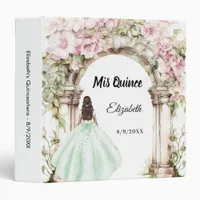 Quinceanera arch floral green dress photo album 3 ring binder