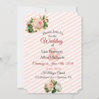 Blush Rose Pink Floral Wedding Invitation