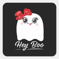 Cute Hey Boo Halloween Square Sticker