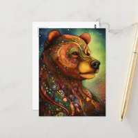A Colorful Whimsical Bear Postcard