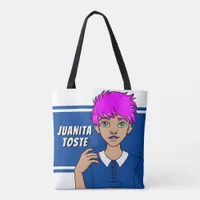 School Cartoon Punk Teen Girl Name Library Tote Bag