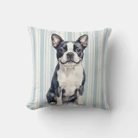 Boston Terrier Watercolor Pillow