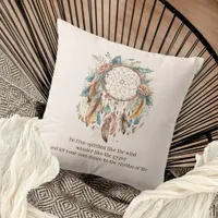 Bohemian Quote Dreamcatcher Cream Throw Pillow