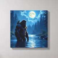 Bigfoot with an Owl on his Shoulder  Canvas Print