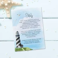 Lighthouse Nautical Watercolor Wedding Details Enclosure Card