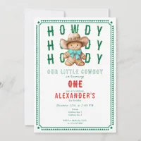 Lil Cowboy Gingerbread Christmas Any Age Birthday  Invitation