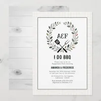 Rustic Monogram I Do BBQ Engagement Party Invitation