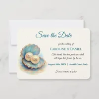 Beach Wedding Pearls Shell Elegant Ocean Theme  Save The Date