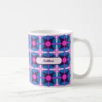 Retro Geometric Design in Pink, Purple and Blue - Coffee Mug
