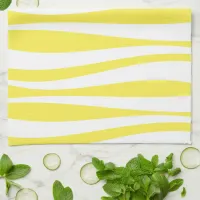 Yellow and White Elegant Wave Pattern Kitchen Towel