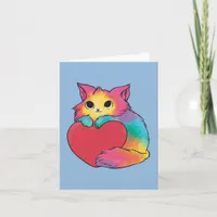 Rainbow Love Kitten Blank Inside Card