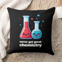 Cute Flask & Tube We've Got Great Chemistry Throw Pillow