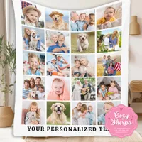 Modern Family Personalized Cute 20 Photos Collage Sherpa Blanket