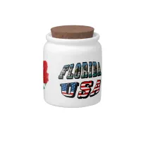 Florida State and USA Flag Text Candy Jar