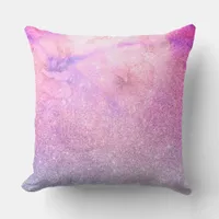 *~*  Floral Pink Blue Purple Watercolor Glitter Throw Pillow
