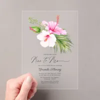 Tropical Miss to Mrs Hibiscus Floral Bridal Shower Acrylic Invitations