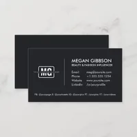 Elegant Black Monogram Professional Personal Brand Business Card