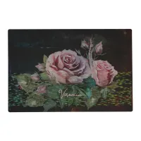 Pink Floral Black Placemat