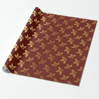 Burgundy and Gold foil Christmas Wrapping Paper