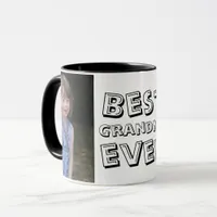 Cute Best Grandma Ever Two Photo Black Mug