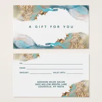 Blue And Gold Modern Art Liquid Ink Gift Card