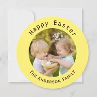 Happy Easter Family Photo Yellow Holiday Card