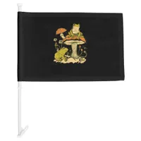 Frog Mushroom Cottagecore Aesthetic Goblincore Cut Car Flag