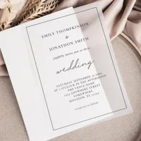 Minimalist Black Typography Wedding Vellum Invitations