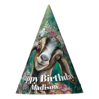 Happy Birthday Nubian Goat Garden Flowers Party Hat