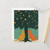 Ginger Cats Under the Christmas Tree Postcard
