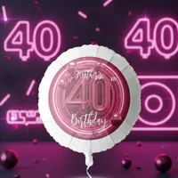 Pink Magenta Metallic Neon 40th Birthday  Balloon