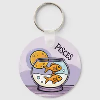 Pisces the fish Zodiac sign celestrial design Keychain