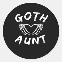 Goth Aunt Punk Skeleton Heart Hands Gothic Design Classic Round Sticker