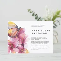 Floral Butterfly Celebration of Life Memorial Invitation