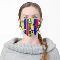 Tractors and Cars Red, Blue, Yellow, Green Adult Cloth Face Mask