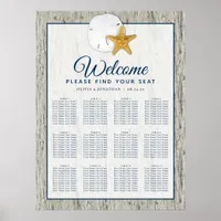 Rustic Sand Dollar Starfish Wedding Seating Chart