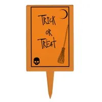 Halloween Pumpkin Orange and Black Trick or Treat Cake Topper