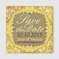 Bohemian Vintage Damask Lace Save the Date Magnet