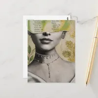 Elegant Torn Face Mixed Media Collage Postcard