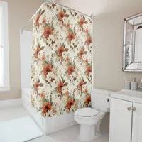 Cozy Autumn Floral Print Digital Art Shower Curtain