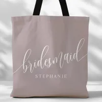 Dusty Lavender Bridesmaid Modern Script Tote Bag