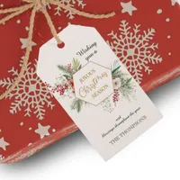 Simple Watercolor Winter Flowers White Family Gift Tags