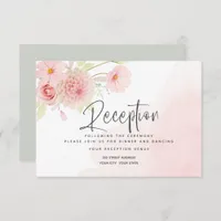 Pastel Pink Floral  Wedding Reception  Invitation