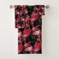 Elegant Purple Calla Lilies Flowers Bath Towel Set