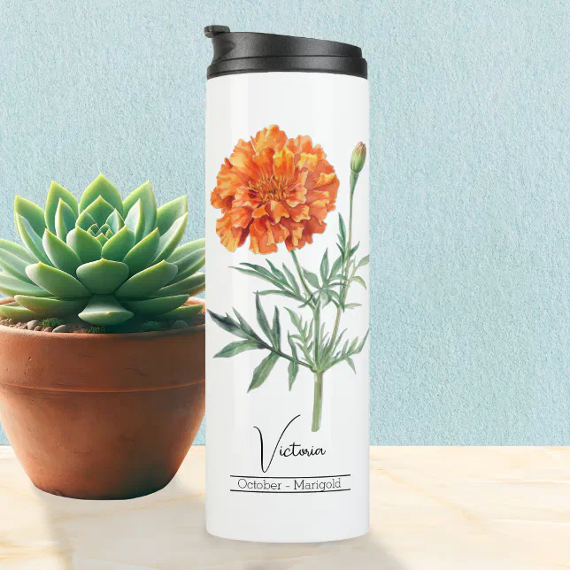 Birth Month Flower October Marigold Thermal Tumbler