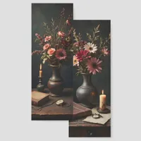 Dark Academia Still Life Flowers Candle Two-sided Bookmarks