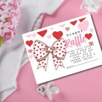 Coquette Sweetheart Bow Diaper Raffle baby shower Enclosure Card