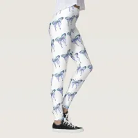 watercolor aqua blue purple butterfly leggings